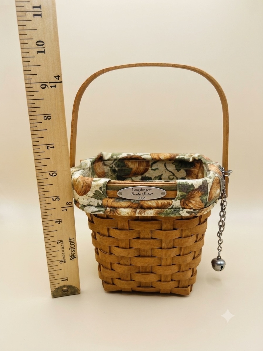 Longaberger 2006 Dresden Home Brown Woven Basket with Fall Liner and Prot